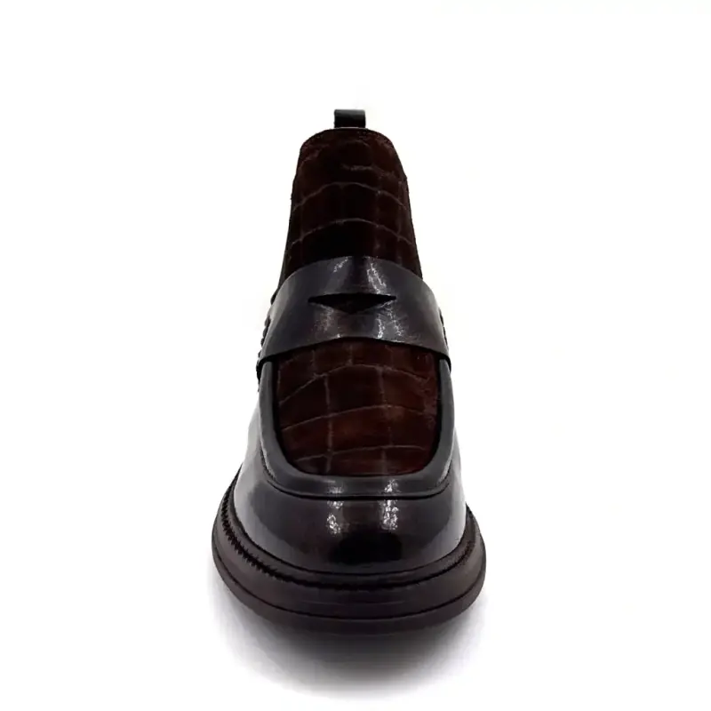 Bottillons Ivoire Cv6403 cuir vernis daim marron - %price%