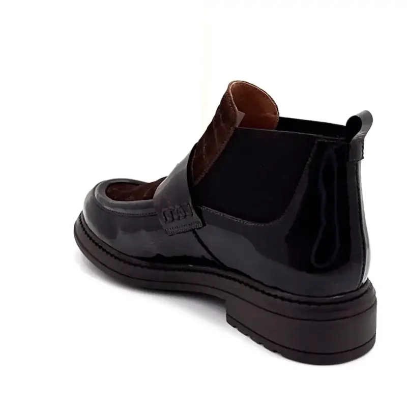 Bottillons Ivoire Cv6403 cuir vernis daim marron - %price%