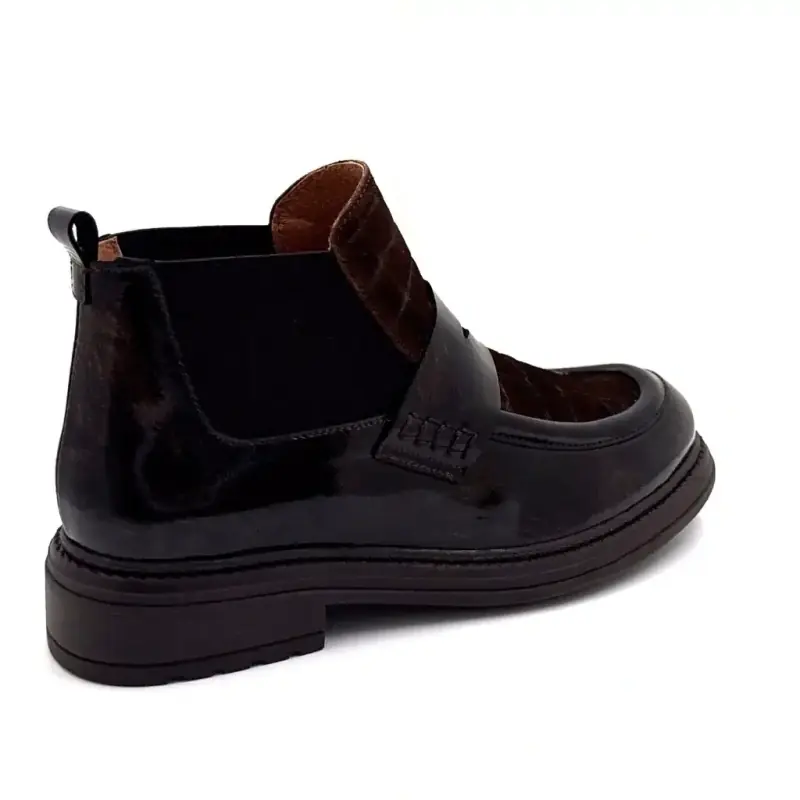 Bottillons Ivoire Cv6403 cuir vernis daim marron - %price%