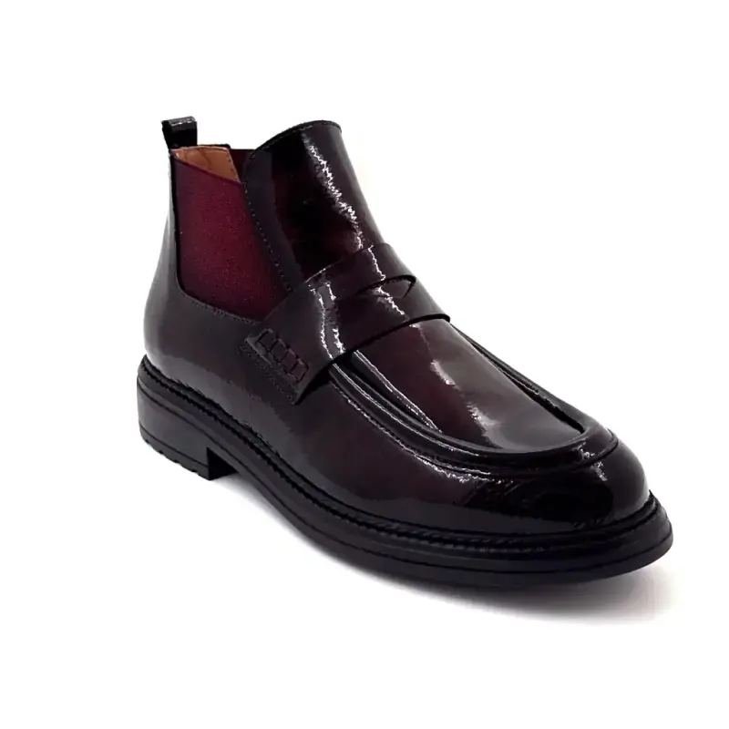 Bottillons Ivoire Cv6403 Cuir Laqué Bordeaux - %shop-name%