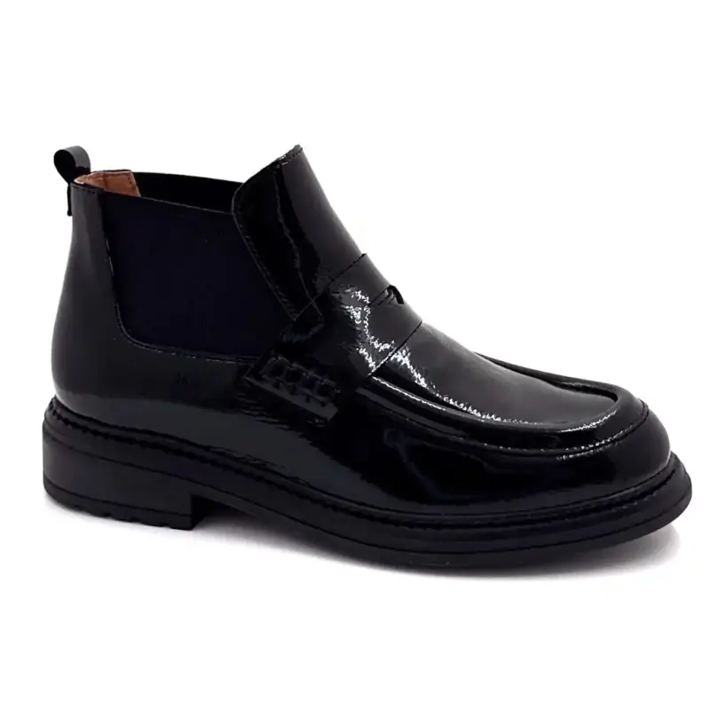Botillons Ivoire Cv6403 Cuir Vernis Noir - %shop-name%