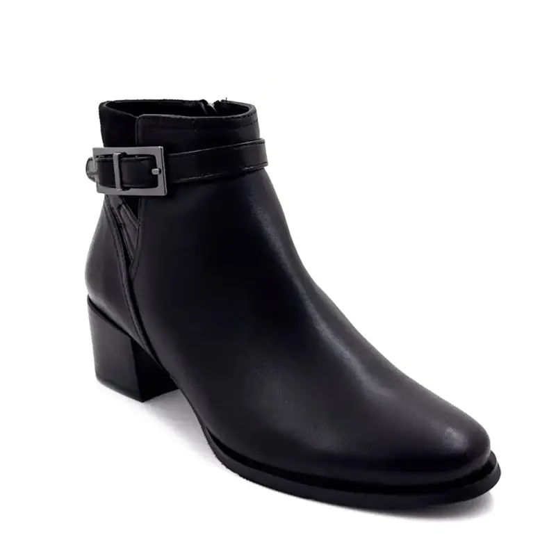 Jolene39 Black Leather Ankle Boots - %price%