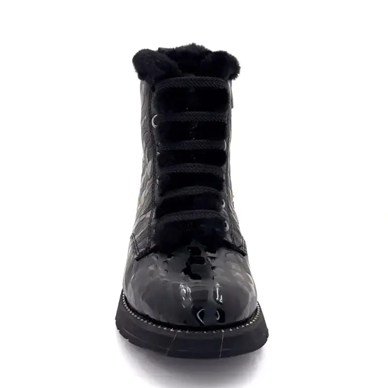 Bottines fourrées Ivoire 0436-24-02460 plush cuir noir