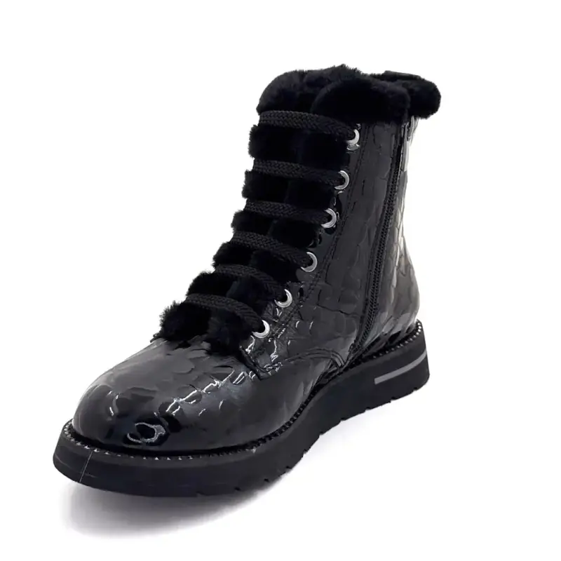 Bottines fourrées Ivoire 0436-24-02460 plush cuir noir