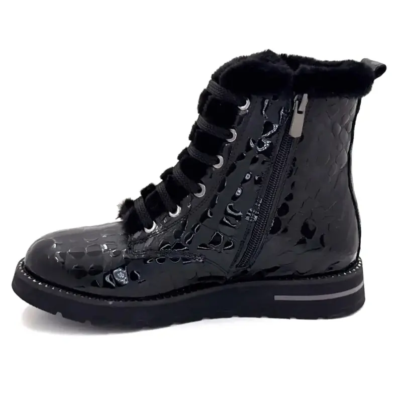 Bottines fourrées Ivoire 0436-24-02460 plush cuir noir