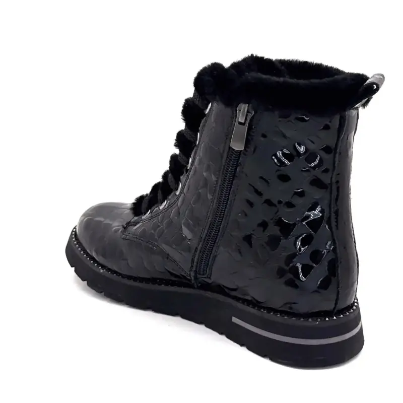 Ivoire fur-lined ankle boots 0436-24-02460 plush black leather