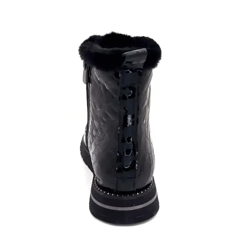 Bottines fourrées Ivoire 0436-24-02460 plush cuir noir