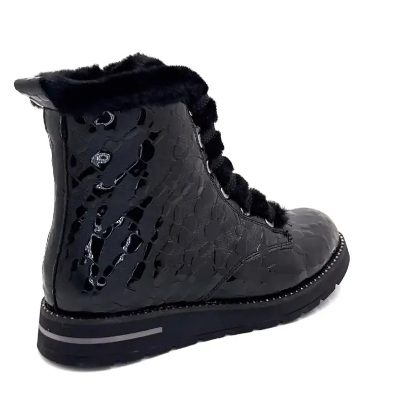 Bottines fourrées Ivoire 0436-24-02460 plush cuir noir