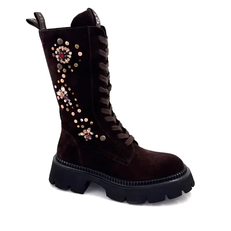 Giove Greta 01 B Καφέ Σουέτ Ranger Μπότες - %shop-name%