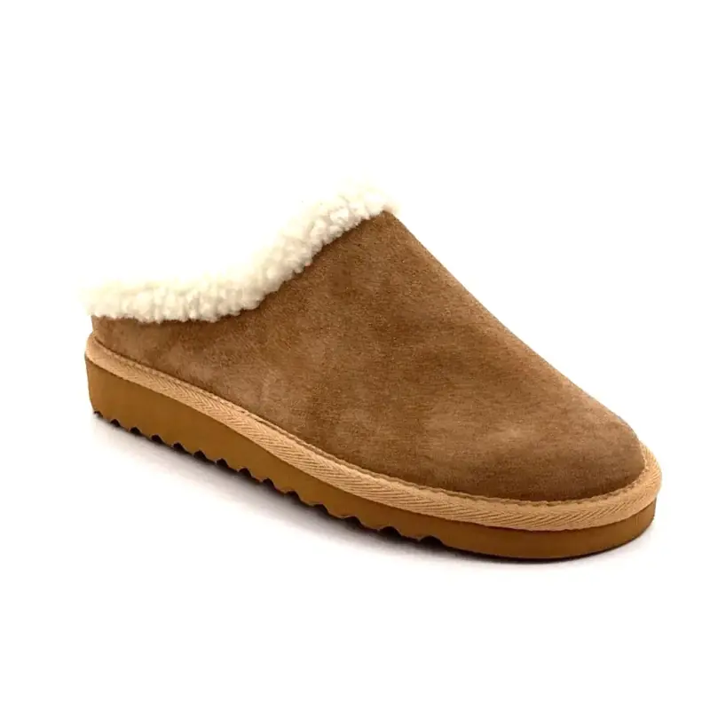 Pantoufles Soir et Matin Silvania en daim beige - %price%
