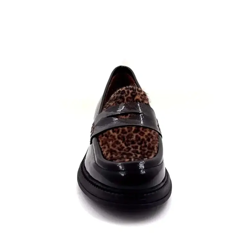 Ivoire CV6400 R Lädermockasiner med Svart Leopardmönster - %price%