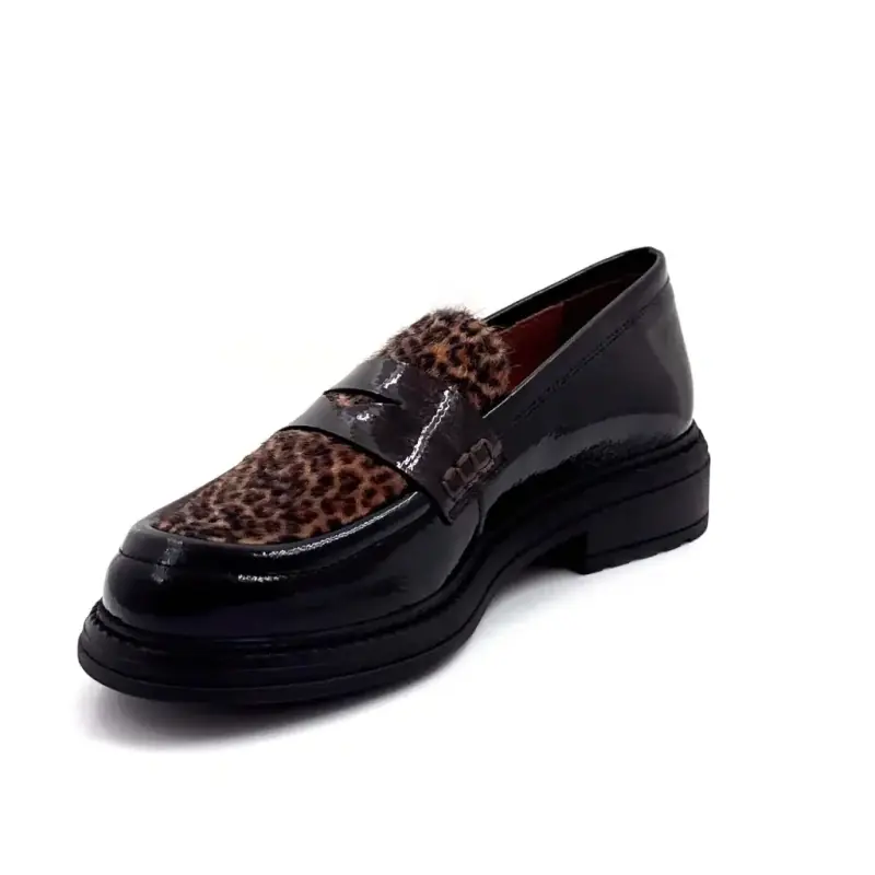 Ivoire CV6400 R leren mocassins met zwarte luipaardprint - %price%