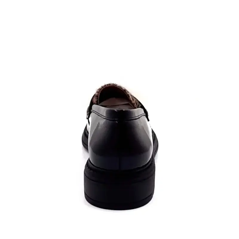 Mocasini din piele CV6400 R Ivoire cu imprimeu de leopard negru - %price%