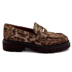 Ivoire 314 bis civity Läder Metall Guld & Brun Mockasiner %price%
