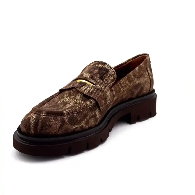 Mocassino Ivoire 314 bis civity Pelle Metallo Oro e Marrone %price%