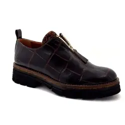 Zapatos Derby Ivoire 302, piel marrón oscuro con estampado de cocodrilo - %price%