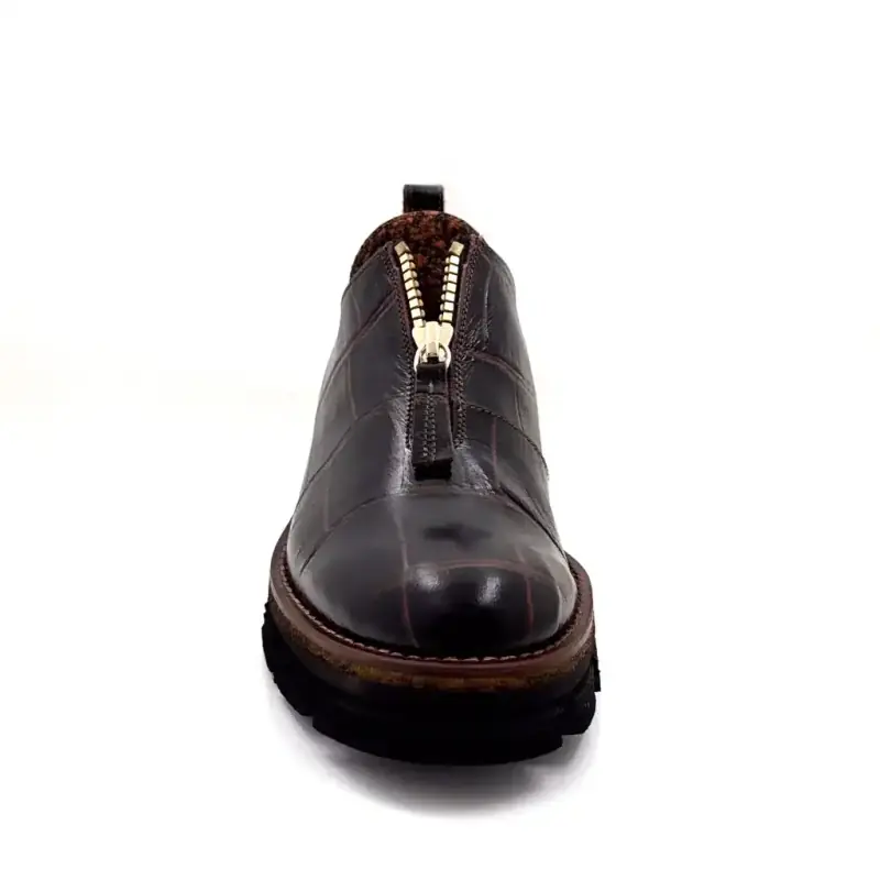Ivoire Derby 302 Mörkbrunt Krokodilmönstrat Läder - %price%