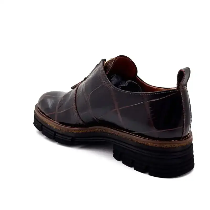 Zapatos Derby Ivoire 302, piel marrón oscuro con estampado de cocodrilo - %price%