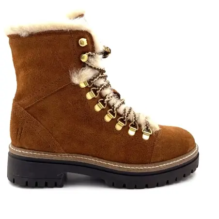 Hooper Shoes Layla kamelfärgade mockastövlar med fårskinnsfoder %price%