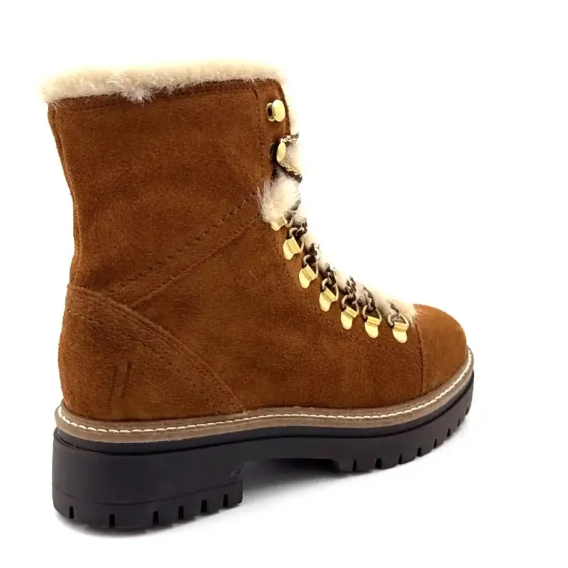 Hooper Shoes Layla kamelfärgade mockastövlar med fårskinnsfoder %shop-name%