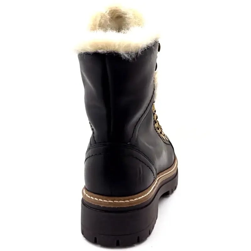 Hooper Shoes Layla Schwarze Leder-Ankle-Boots mit Lammfellfutter %shop-name%