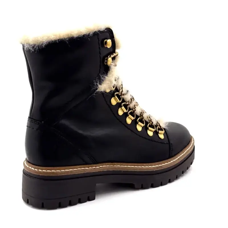 Hooper Shoes Layla Μαύρα Δερμάτινα Μπότες με Επένδυση από Δέρμα Προβάτων %shop-name%