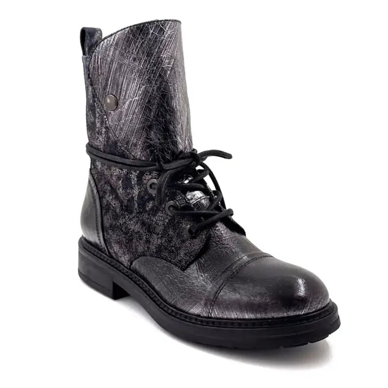 Fru.it 1023 Stivaletti in pelle con finitura metallica e stampa leopardata grigia - %shop-name%