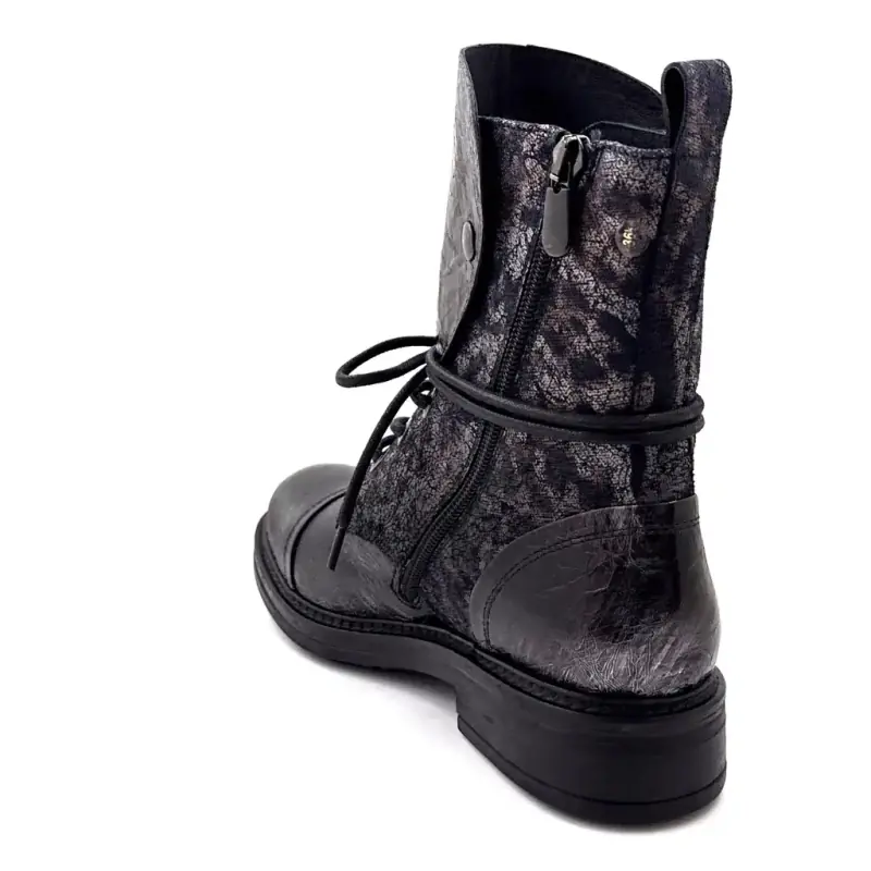 Fru.it 1023 Läderankelboots med Metallic Finish i Grå Leopardmönster - %shop-name%