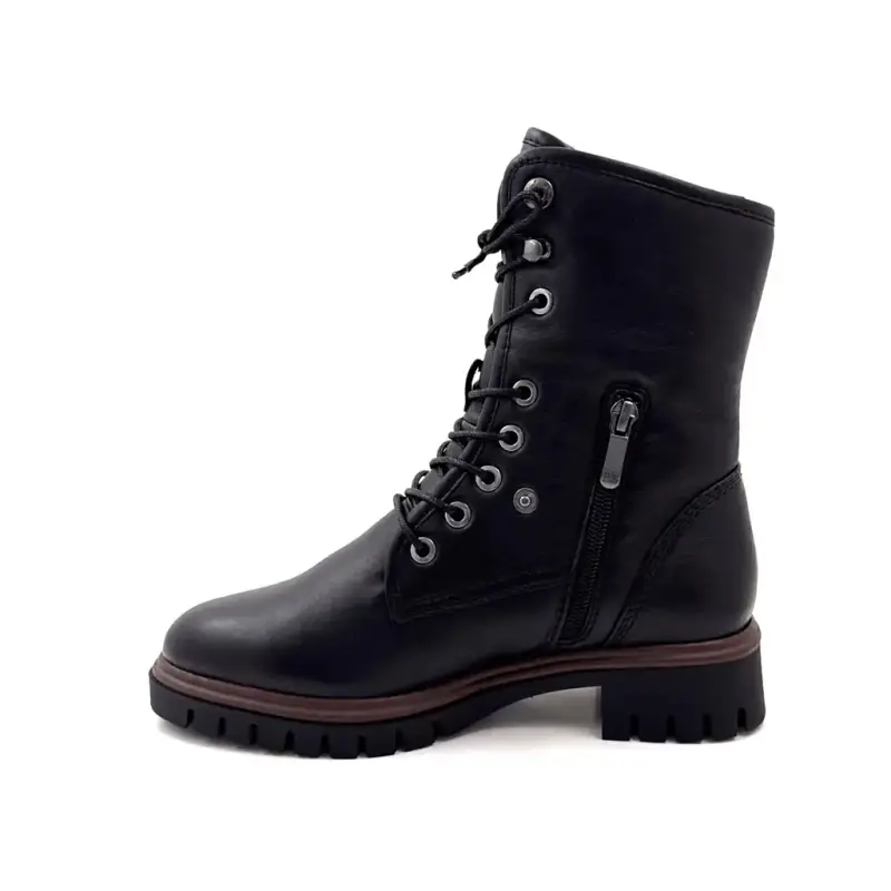 Justina01 Schwarze Leder-Ankle-Boots - %shop-name%