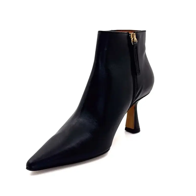 Angel Alarcon 26511 Schwarze Leder-Ankle-Boots mit Absatz