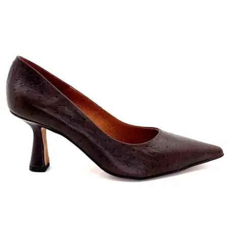 Sapatos de salto alto Angel Alarcon 26508 em couro marrom com efeito avestruz %price%