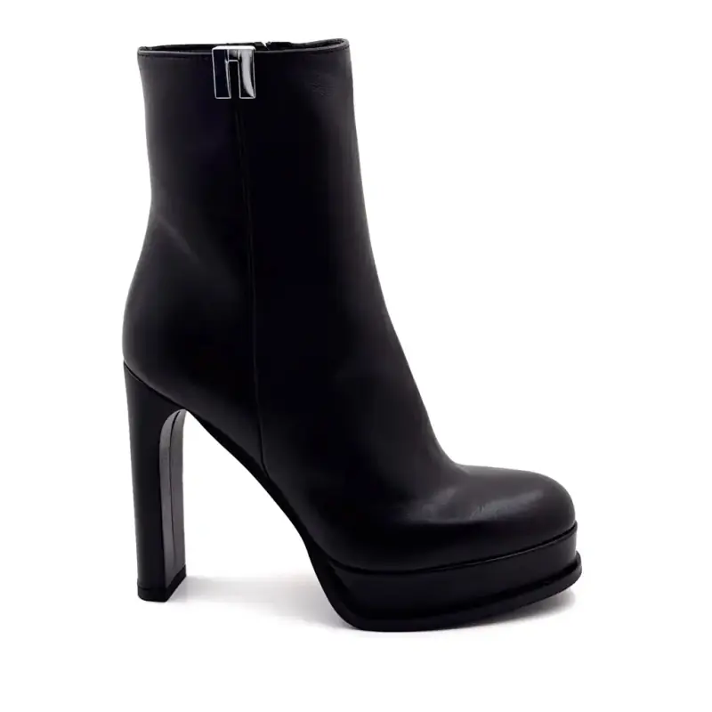 Chantal 3301 enkellaarsjes met hoge hak, zwart leer %price%