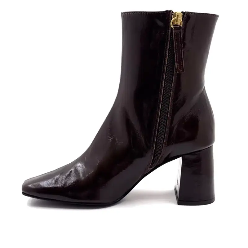 Angel Alarcon 26552 Patent Leather Ankle Boots, Brown