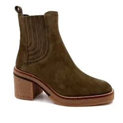 Another Trend 5673 Khaki Suede Ankle Boots - %shop-name%