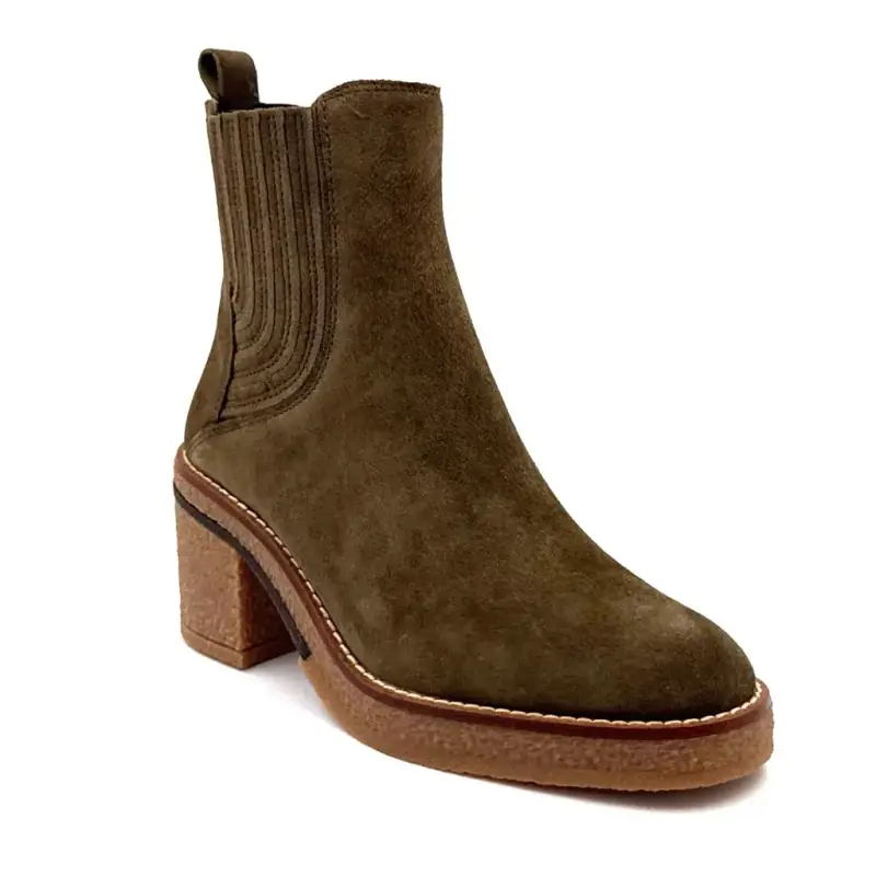 Ghete din piele întoarsă kaki Another Trend 5673 - %shop-name%