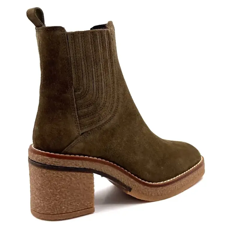 Kolejny trend 5673 Khaki zamszowe botki do kostki - %shop-name%