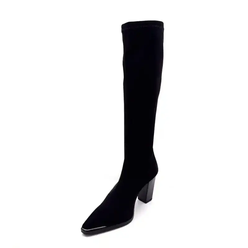 Miss Elastic 75385 Stretch Black Heeled Boots