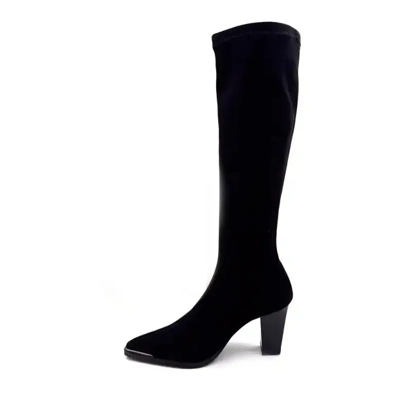 Miss Elastic 75385 Stretch Black Heeled Boots