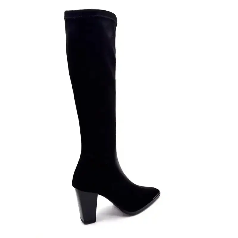 Miss Elastic 75385 Stretch Black Heeled Boots