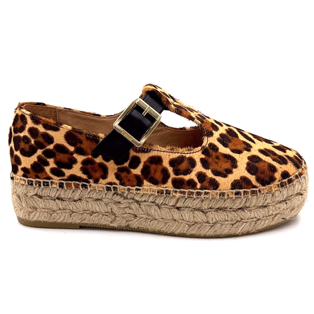 Espadrile cu platformă Kanna 25096 din piele, culoare camel, Leo