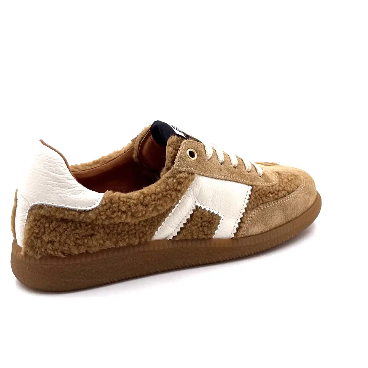 BLG 86 08325 Cream Leather Hazelnut Suede Brown Sheepskin Effect