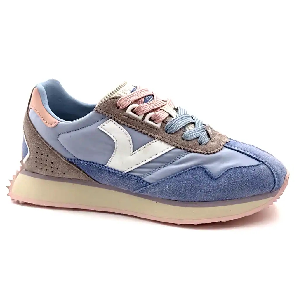 Zapatillas Victoria 8812101 de piel y tela, azul y rosa 119,00
